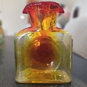 BLENKO Vibrant Red and Yellow Glass Vase